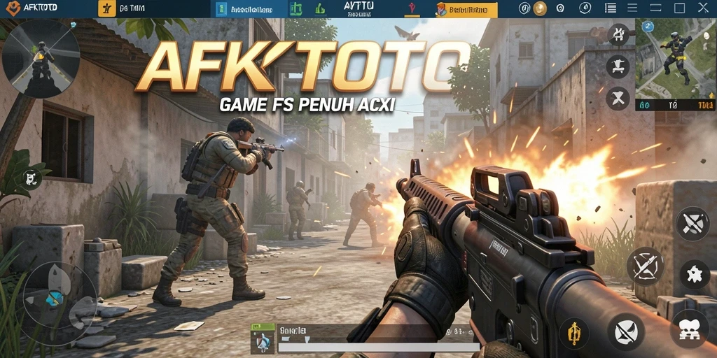 Screenshot gameplay AFKTOTO menampilkan aksi tembak-menembak yang intens.