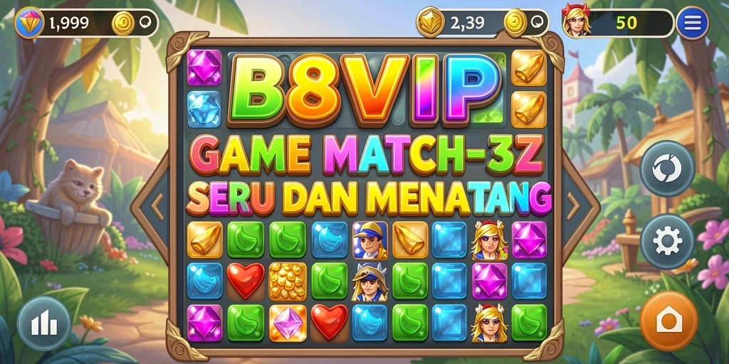 Tampilan gameplay B8VIP dengan kombinasi permata yang menakjubkan.