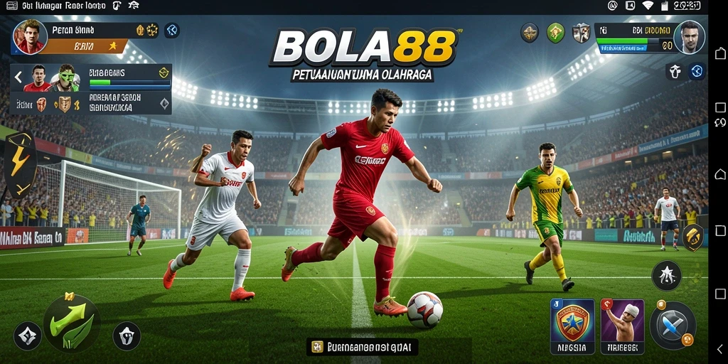Screenshot permainan BOLA88 menunjukkan aksi seru dalam petualangan olahraga.