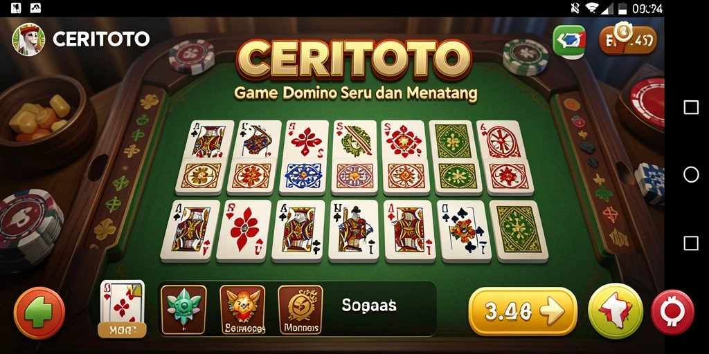 Screenshot gameplay CERITOTO menampilkan aksi seru permainan Domino.