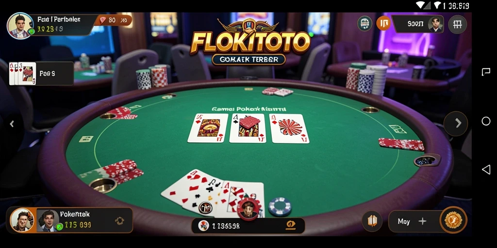 Tampilan gameplay poker yang mendebarkan di FLOKITOTO.