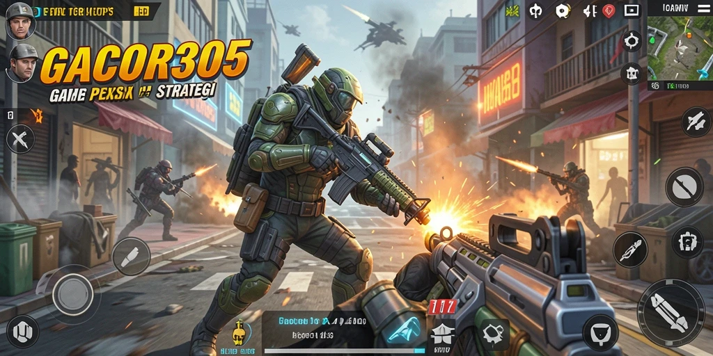 Screenshot GACOR305 menampilkan aksi seru dalam gameplay TPS.