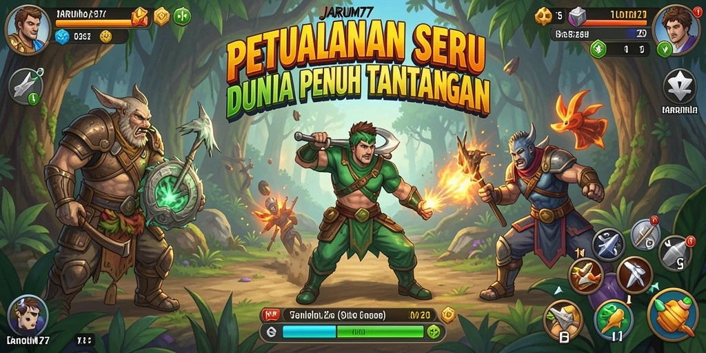 Tampilan gameplay JARUM77 dengan lingkungan petualangan yang menakjubkan.