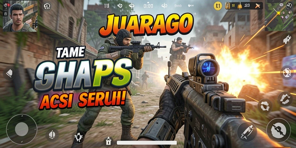 Screenshot gameplay JUARAGO menampilkan aksi tembak-menembak yang mendebarkan.