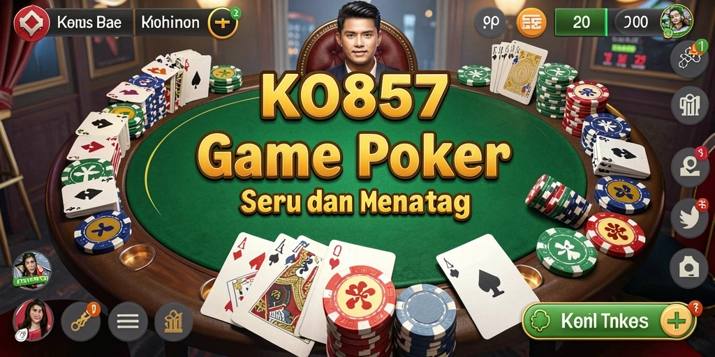 Screenshot gameplay KO857 menunjukkan aksi seru permainan poker.