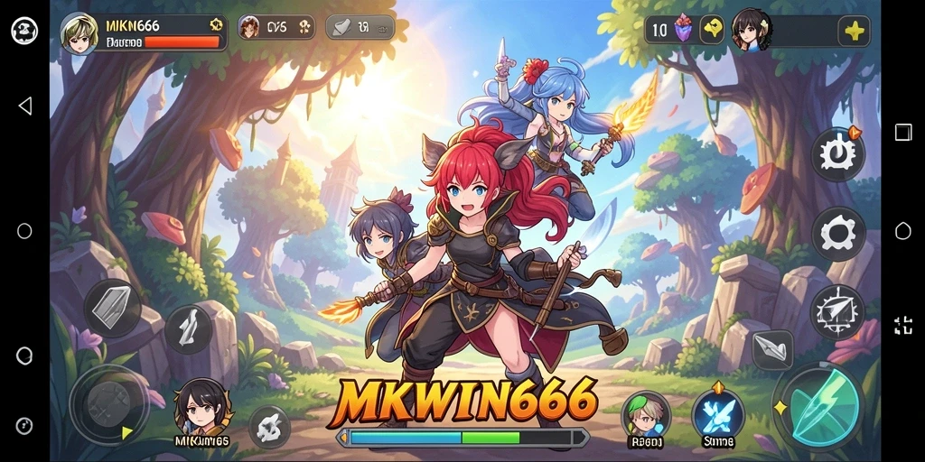 Tampilan gameplay MKWIN666 yang menawan dengan karakter anime yang dinamis.