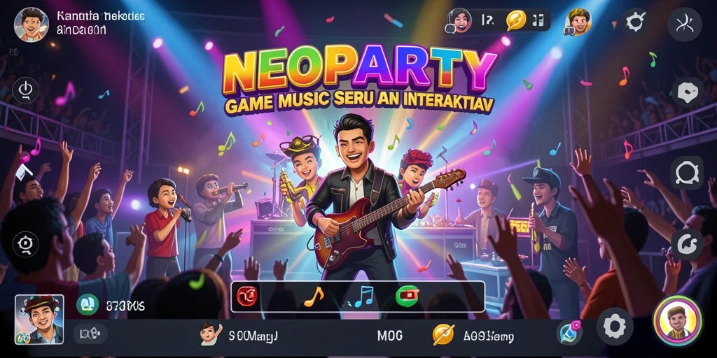 Tampilan gameplay NEOPARTY yang seru dan penuh warna.