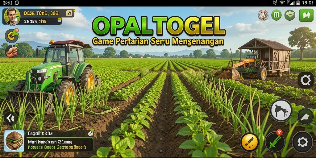 Screenshot gameplay OPALTOGEL menampilkan pertanian yang indah dan beragam tanaman.