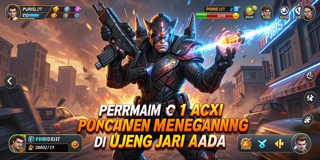 Screenshot utama menampilkan aksi seru dalam game PURISLOT.