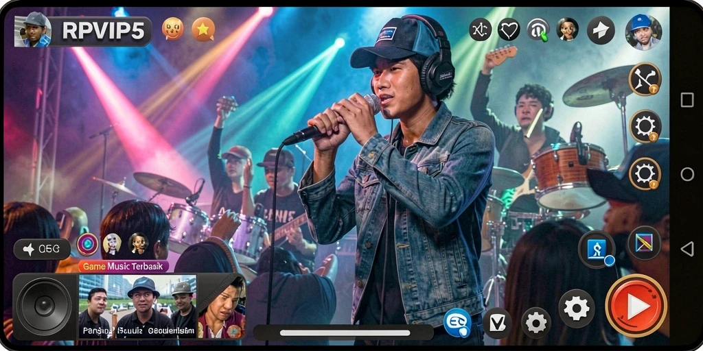 Tangkapan layar gameplay RPVIP5 yang menampilkan fitur nyanyi bersama.
