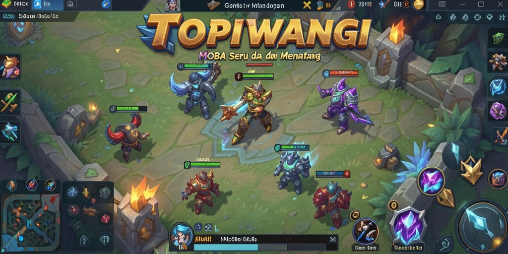 Tampilan gameplay seru dalam game MOBA TOPIWANGI.