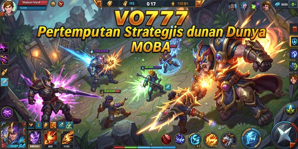Screenshot utama VO777 menampilkan aksi seru dalam pertarungan MOBA.