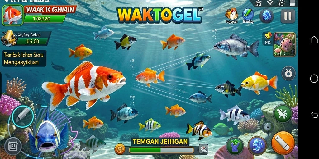 Tampilan gameplay menarik di WAKTOGEL saat menembak ikan.