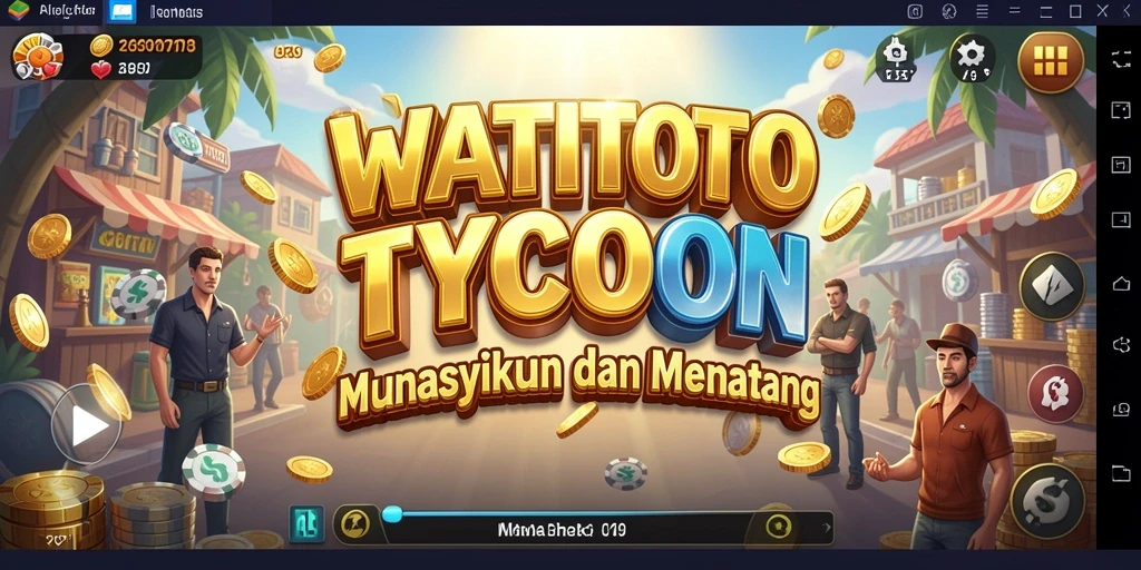 Screenshot gameplay WATITOTO yang menunjukkan aktivitas bisnis yang dinamis.